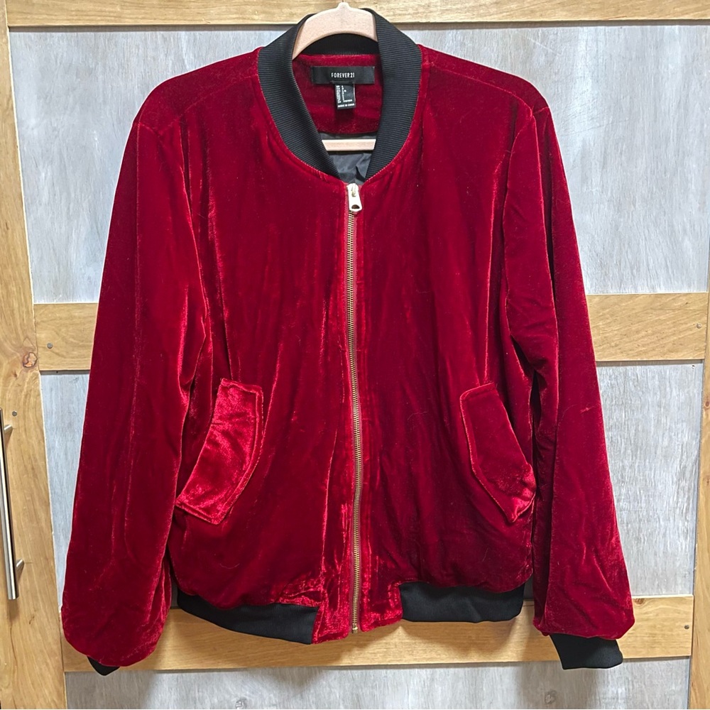 Red Velvet Bomber Jacket